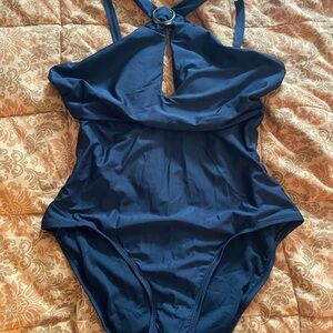 Apt. 9 Black Keyhole Halter One Piece